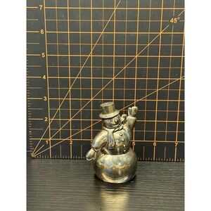 Godinger Silver Plated Snowman Bell Figurine Waving Top Hat Holiday Decor 3in